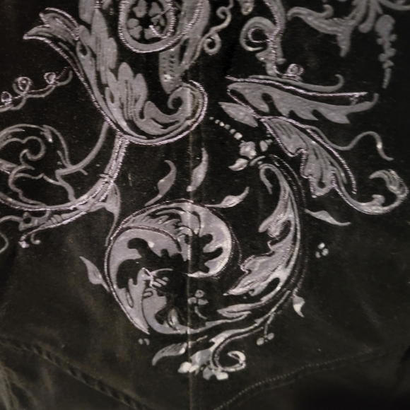 Eivissa Black Velvet Button Up Blazer with Stunning Embroidery! Size Large - Picture 3 of 10
